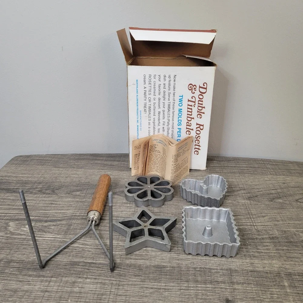 Vintage Nordic Ware Double‎ Rosette & Timbale Iron 4 Mold Set New in Box
